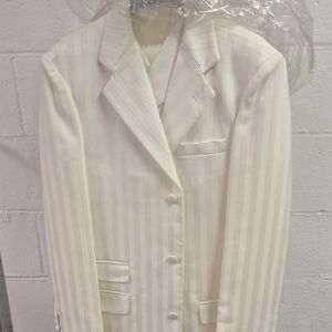 Elegant White Striped Boys Blazer